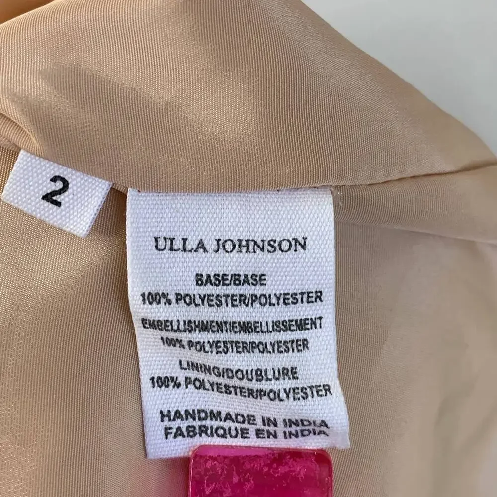 Ulla Johnson Rae Sequin Blouse Size 2 Rose Gold Puff Sleeve Party Top Metallic